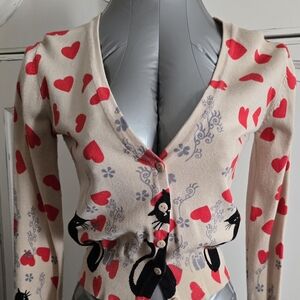 Heart Patterned Cardigan Sweater